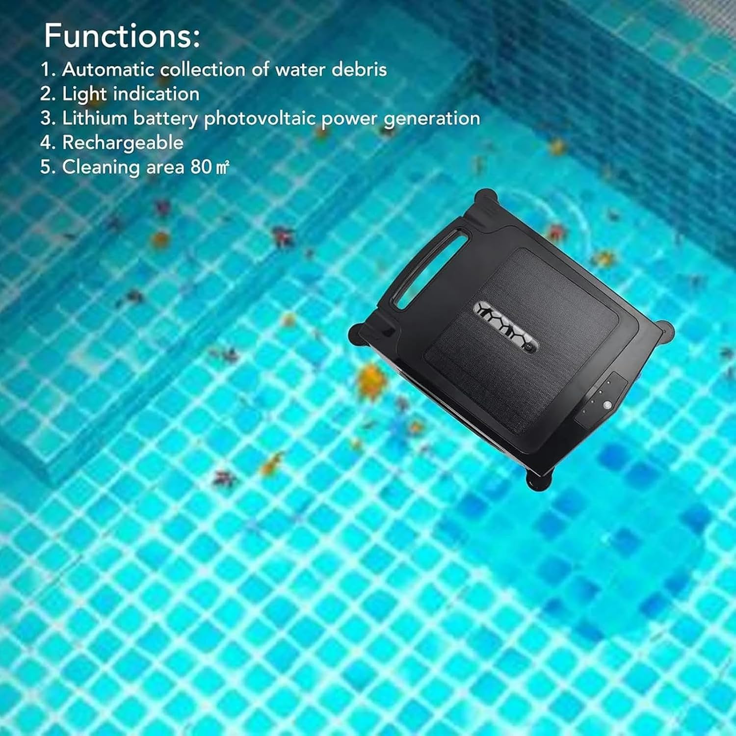 Automatic Robotic with Solar Energy, Pool Cleaner for High/Underground Pool, Automatically Adjust The Cleaning Direction