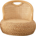 Round Rattan Floor Chair with Ergonomic Backrest - Lazy Chair Tatami Seat Meditation Futon for Home and Office Decoration (Light Brown)