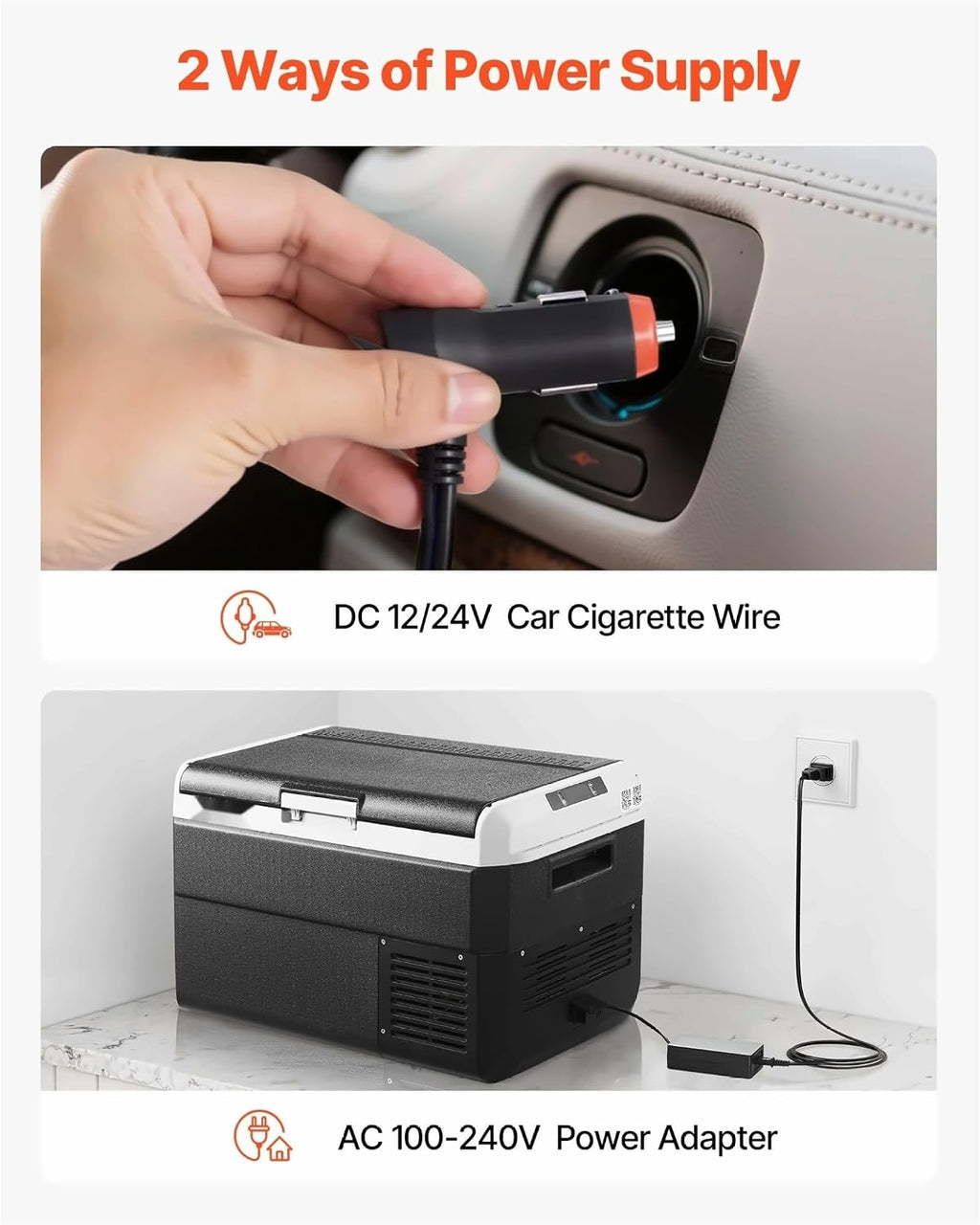 12 Volt Car Refrigerator 42.3QT, Portable Fridge Freezer -4°F~68°F, DC 12/24V & 110-240V, Compressor Cooler for Camping, RV, Travel