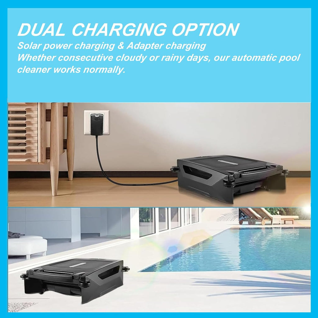 Outdoor Pool Cleaning Robot,Solar Automatic Pool Skimmer,Automatically Clean When Full Power,for Any Shape Pool Cleaning