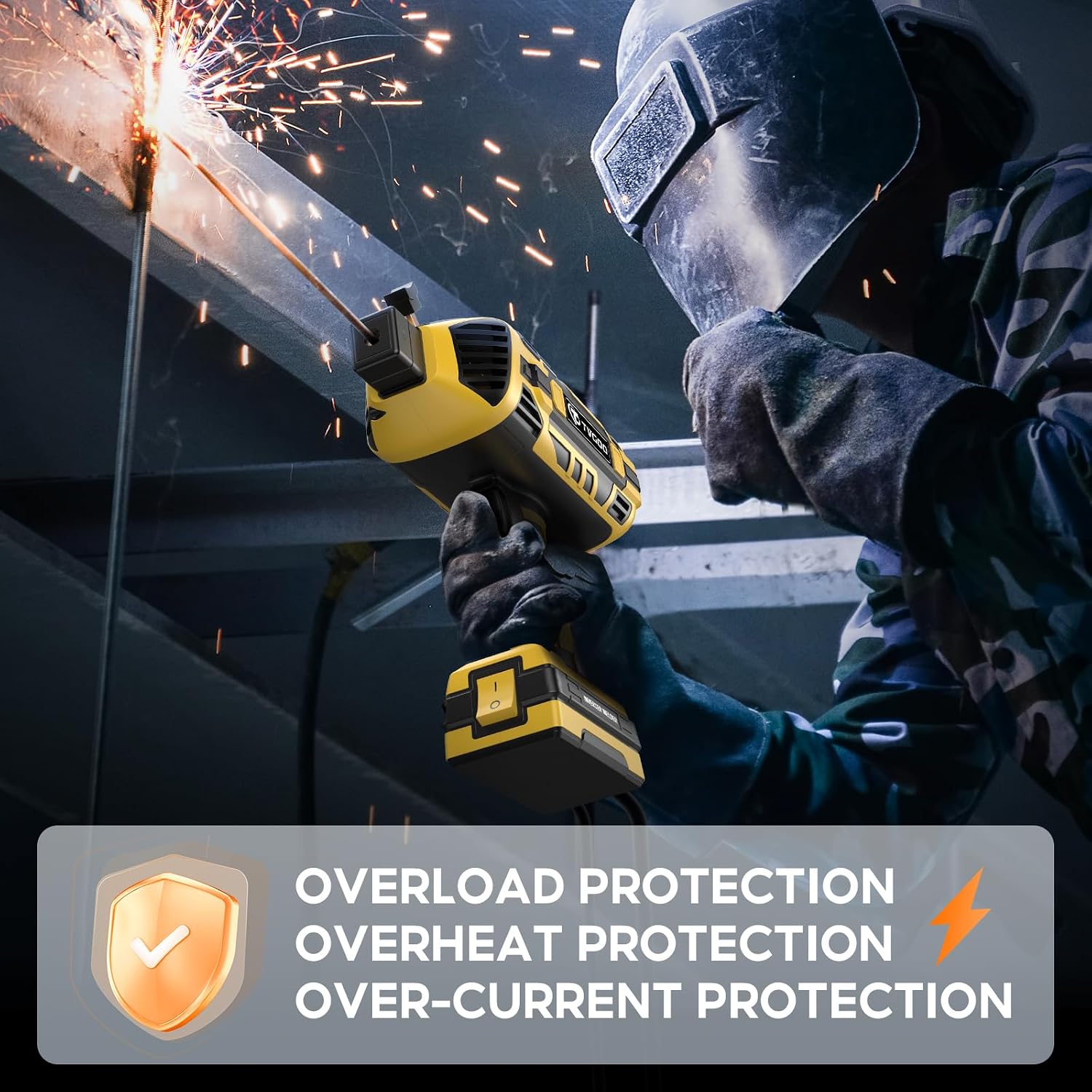 Portable Handheld Welding Machine - 110V IGBT Inverter Handheld Welder, 20-120A Portable ARC Welder with 5 Variable Current Adjustments,Hot Start & Anti-Stick for 3/32'-1/8' Welding Rods(Yellow)