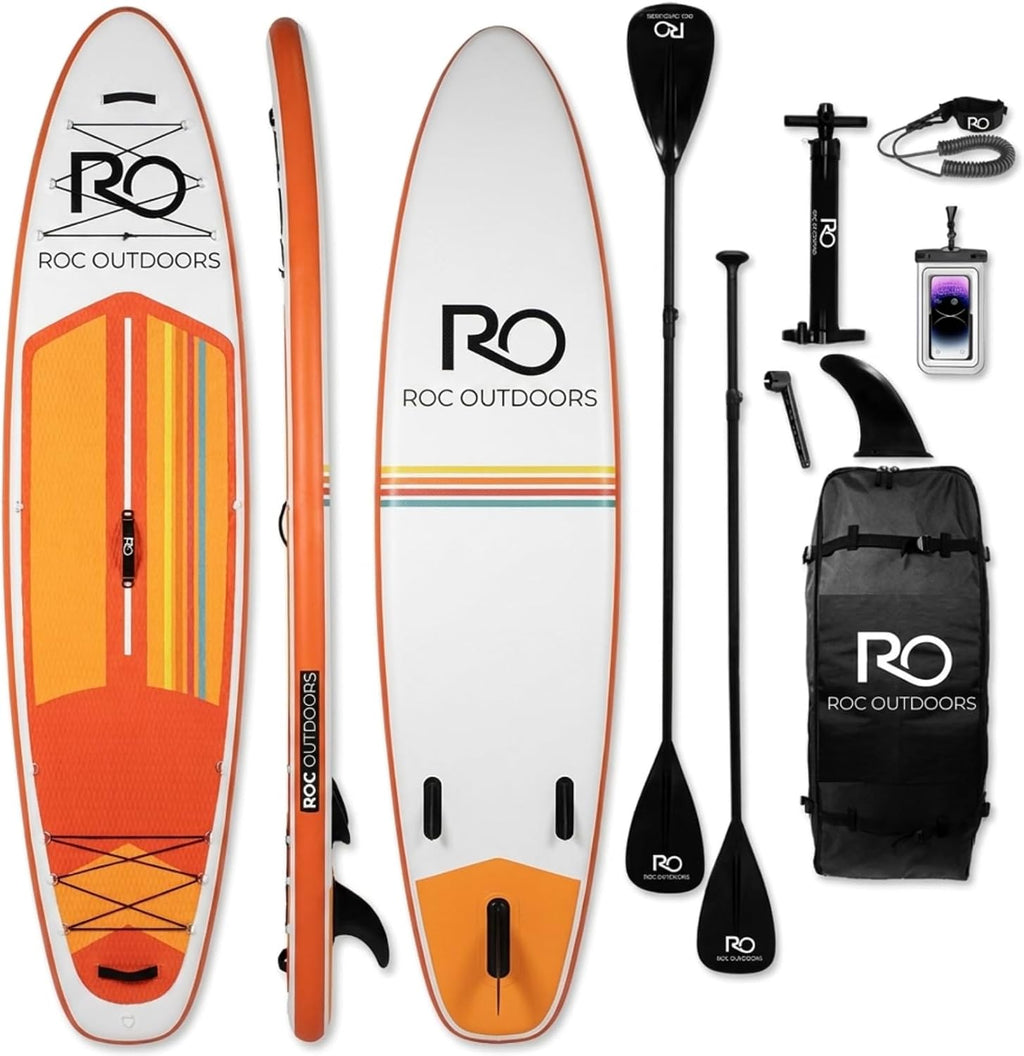 Roc Inflatable Stand Up Paddle Board 10' 6' with Premium SUP Paddle Board Accessories, Wide Stable Design, Non-Slip Comfort Deck for Youth & Adults