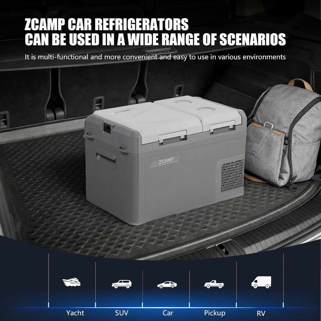 GES35 Portable Freezer,Dual Zone 12 Volt Car Refrigerator,25QT(24L) 12v cooler Fast Cooling Fridge, with 12/24V DC 100-240V AC for Camping, Outdoor, Travel, RV, Truck