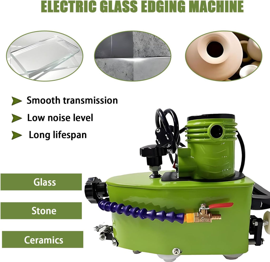 800W Portable Small Glass Edger，Electric Portable Glass Edger，8000r/min,1-3 m/min,Stainless Steel,W/2Diamond Wheels and Two Polishing Wheels 110V-Blue