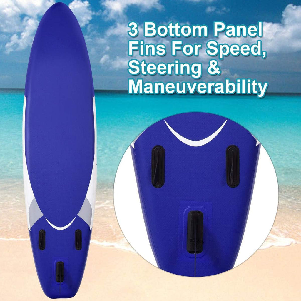 GOFLAME 11' Inflatable Stand up Paddle Board Adjustable Paddle, Leash, Pump and Backpack,Surfboard SUP Board with Pump Repair Kit, 6 Inch Thick (Blue, 11')