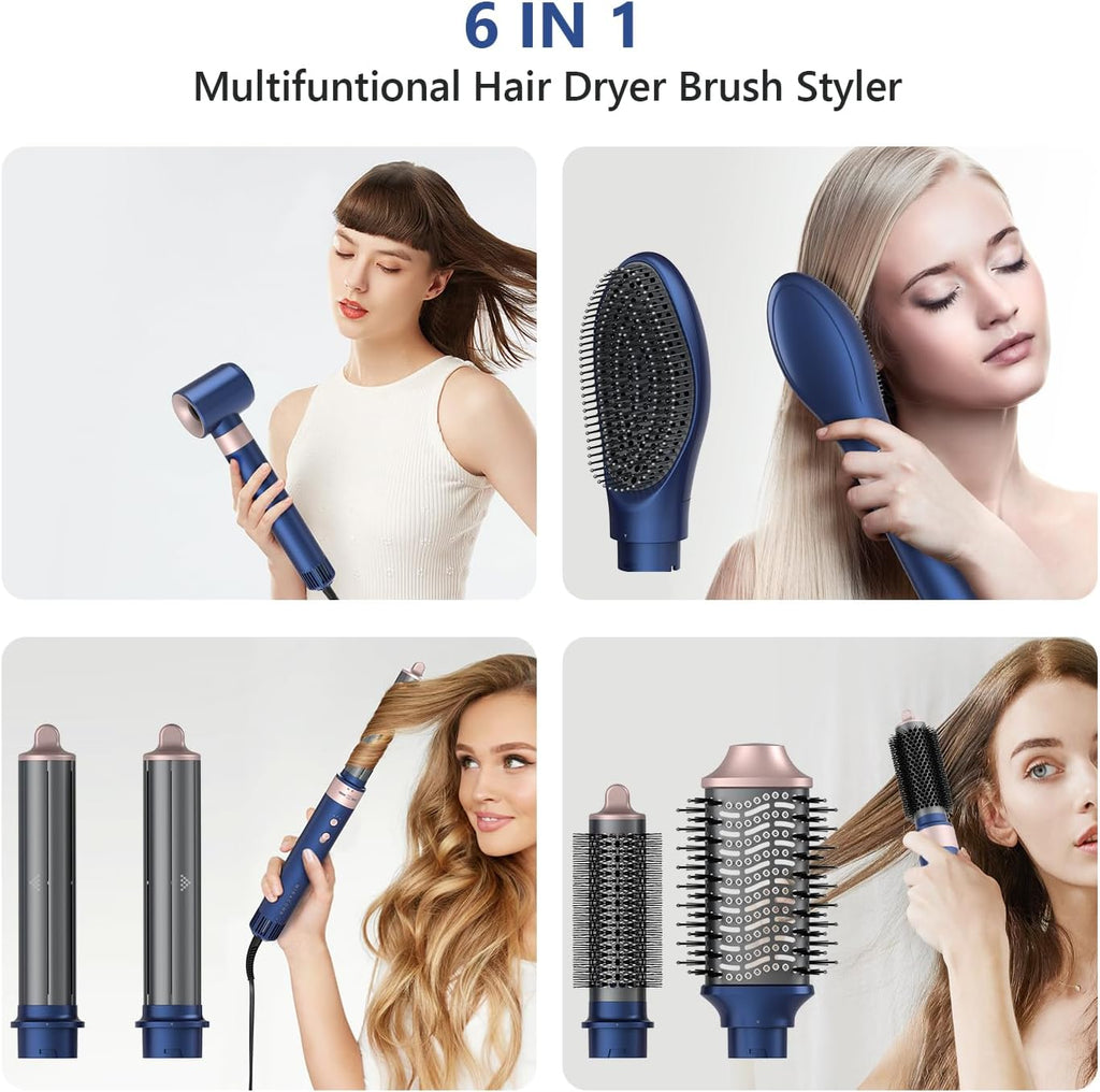 Hair Dryer Brush Professional Hair Multi-Stylers - MIRACOMB Ionic Hot Air Styling System with Auto Wrap Curlers, Brushless Motor, Intelligent Heat Control - Fast Drying - Versatile for All Hair Types