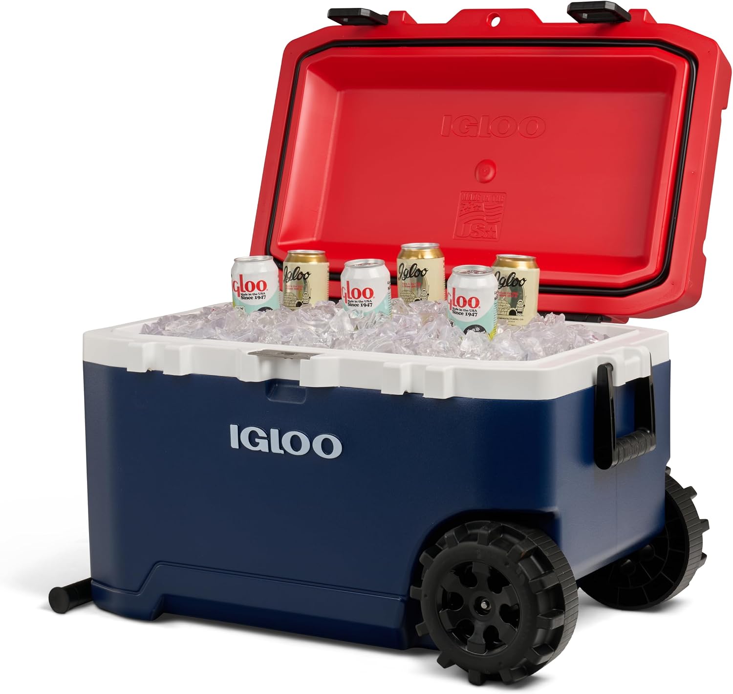 Igloo Trailmate 75Qt Wheeled Cooler, Insulated Hard Shell Ice Chest, Americana