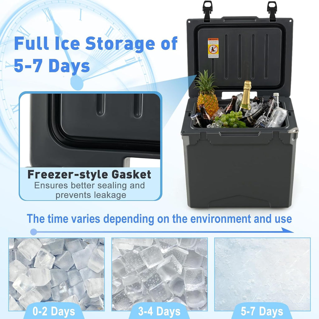 Goplus Cooler with Wheels, Insulated Large Ice Chest with Portable Handles, Cup Holders, Leak-Proof Tight Latches, 5-7-day Ice Retention, Heavy Duty Hard Coolers for Beach Camping Boat