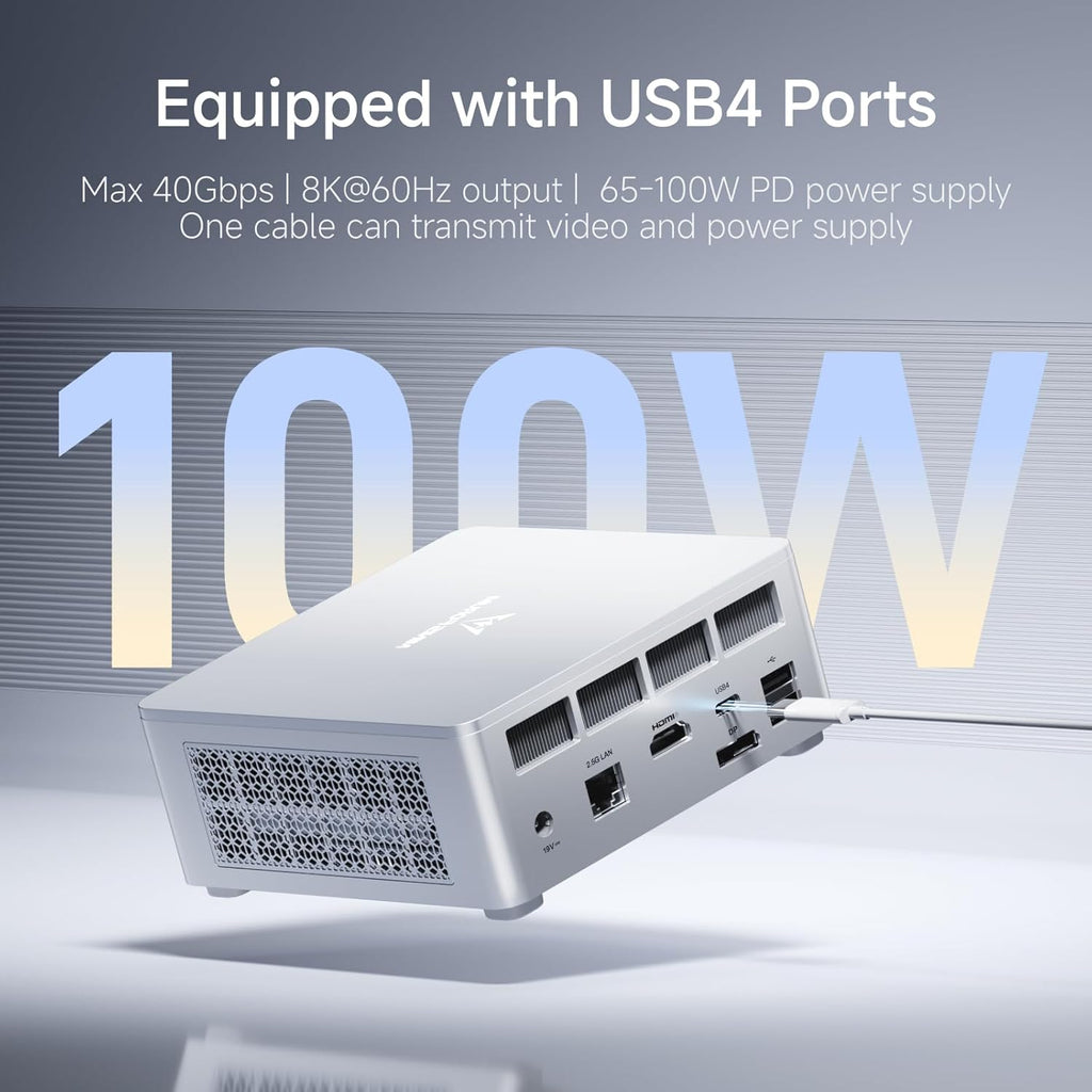 MINISFORUM UM870 Slim Mini PC Barebone AMD Ryzen 7 8745H Mini Computer(8C/16T, Up to 5.0GHz), Support DDR5 RAM,M.2 2280 SSD,8K@60Hz HDMI 2.1/USB4 Output, WIFI6E/BT5.3/Auto Power On(No DDR&SSD&OS)