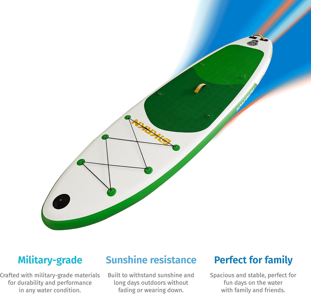 KRKN Discover 10'6' Stand Up Paddle Board, Inflatable SUP with Premium Accessories, Non-Slip Deck, Adjustable Paddle, Camera Seat & Backpack for All Skill Levels