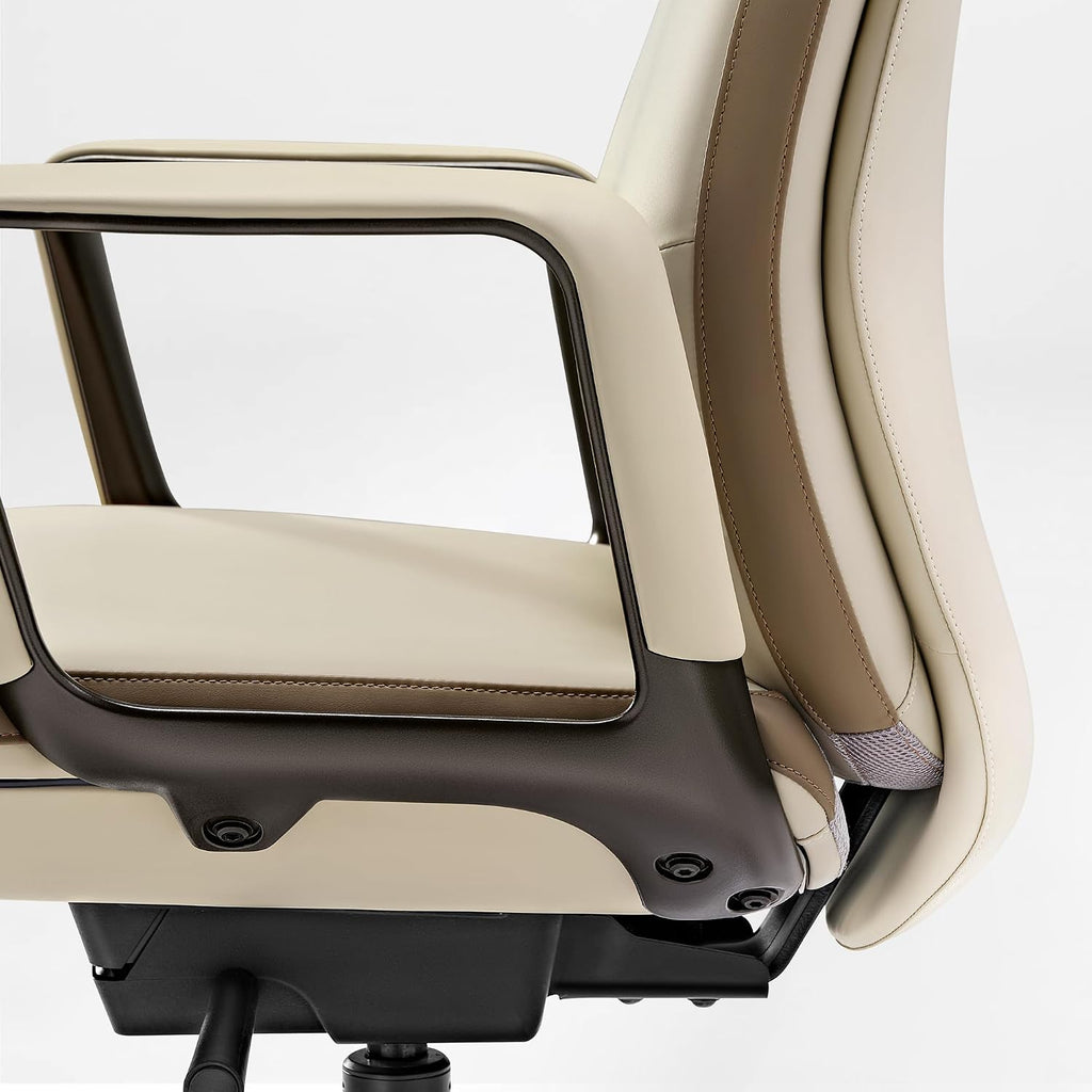 EUREKA ERGONOMIC Alto Leather Desk Chair, Silicone Leather Office Chair with Wheels, High Back Office Chair, Executive Office Chair Comfy for Home & Office, Off-White