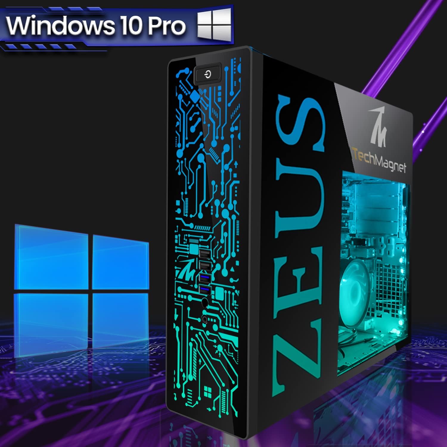 TechMagnet Gaming Desktop PC, Intel i5 4th Gen, Zeus Pro 4, GT 1030, 16GB RAM ARGB, 1TB SSD + 4TB HDD, RGB Front Panel 385 Patterns, RGB Kit, Windows 11 (Renewed)