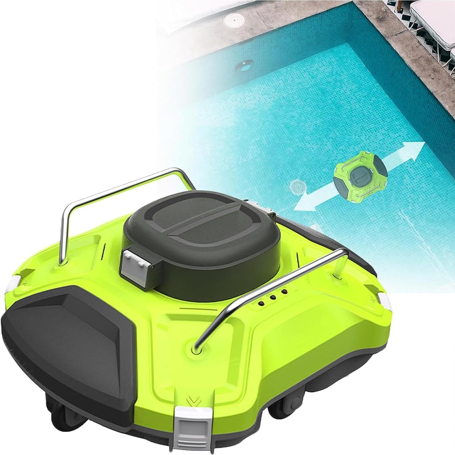Cordless Robotic Pool Cleaner, Intelligent Cordless Pool Cleaning Robot, Strong Suction Dual Motors, Automatic Pool Vacuum Cleaner, for Above Ground & In-Ground Pools,White