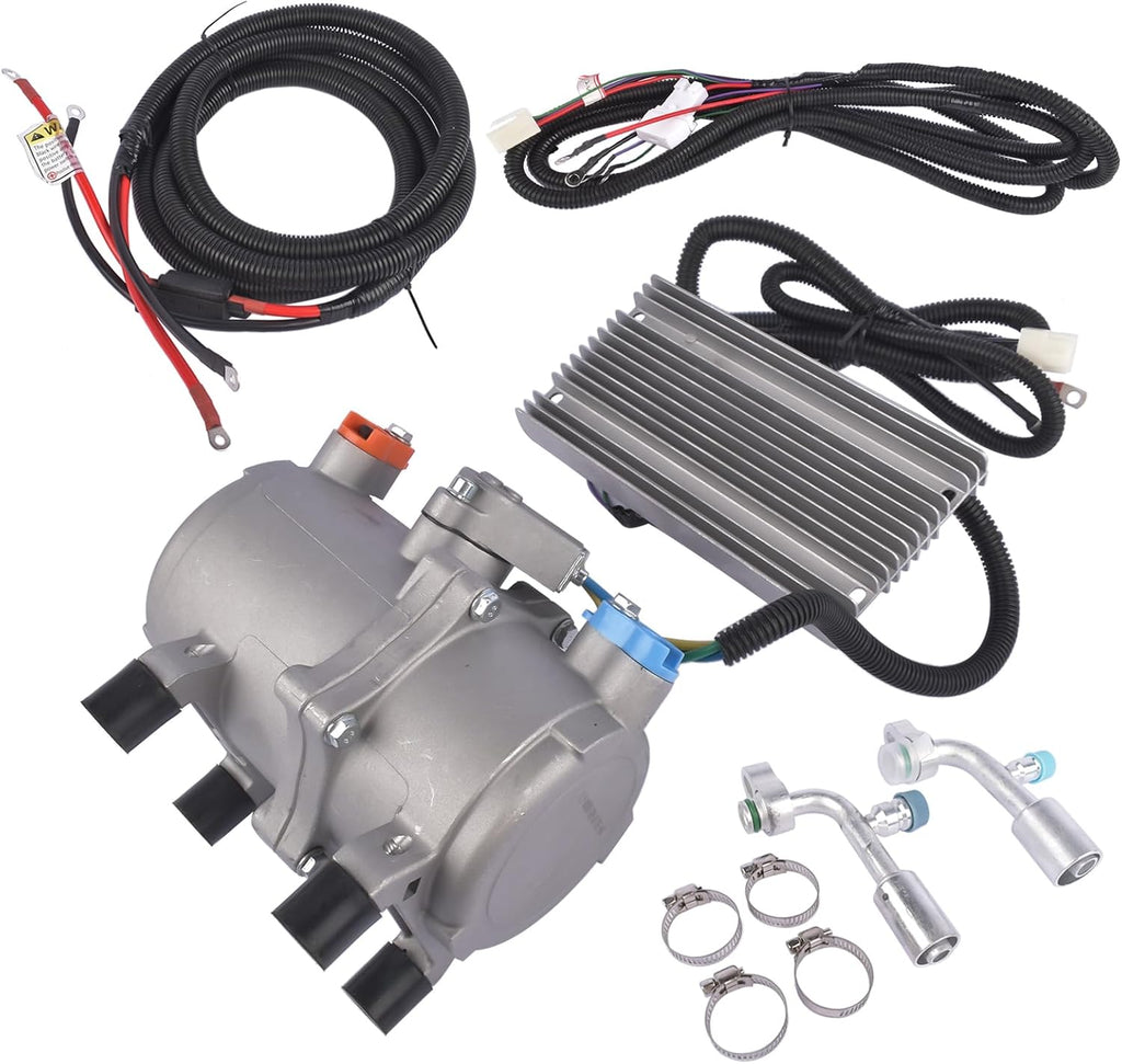 12V DC Universal Electric Air Conditioning Compressor Kit with External Control Panel Core and Long Power Cord Replacement for RVs, Campers, Trucks & Buses AKWH