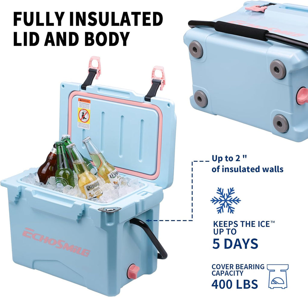 EchoSmile 12/18/25 Quart Rotomolded Cooler, Built to Stand up to The Rigors of The Journey