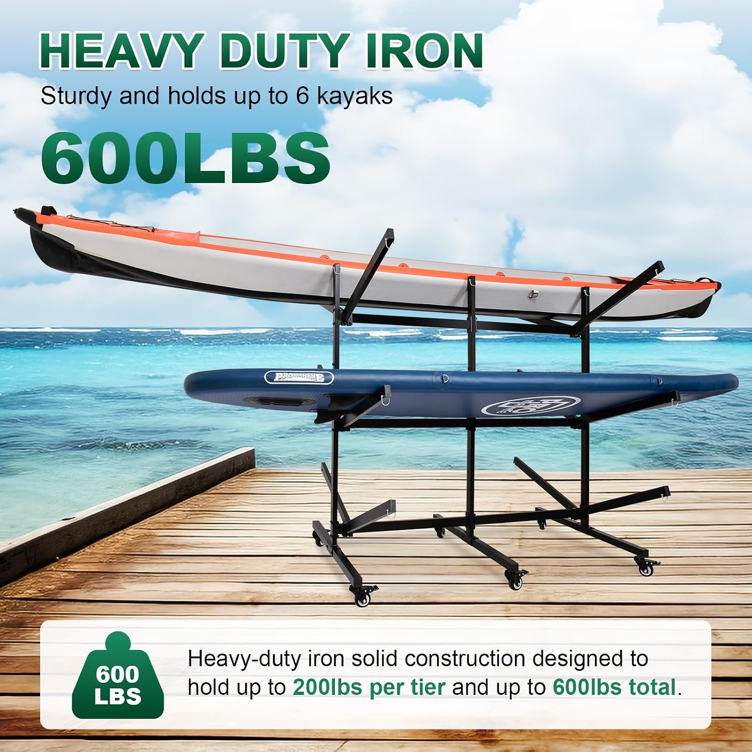 Kayak Storage Rack with Lockable casters,Thickened Heavy Duty Kayak Stand, for Indoor, Outdoor, Garage, shed, Marina Kayak Storage Racks