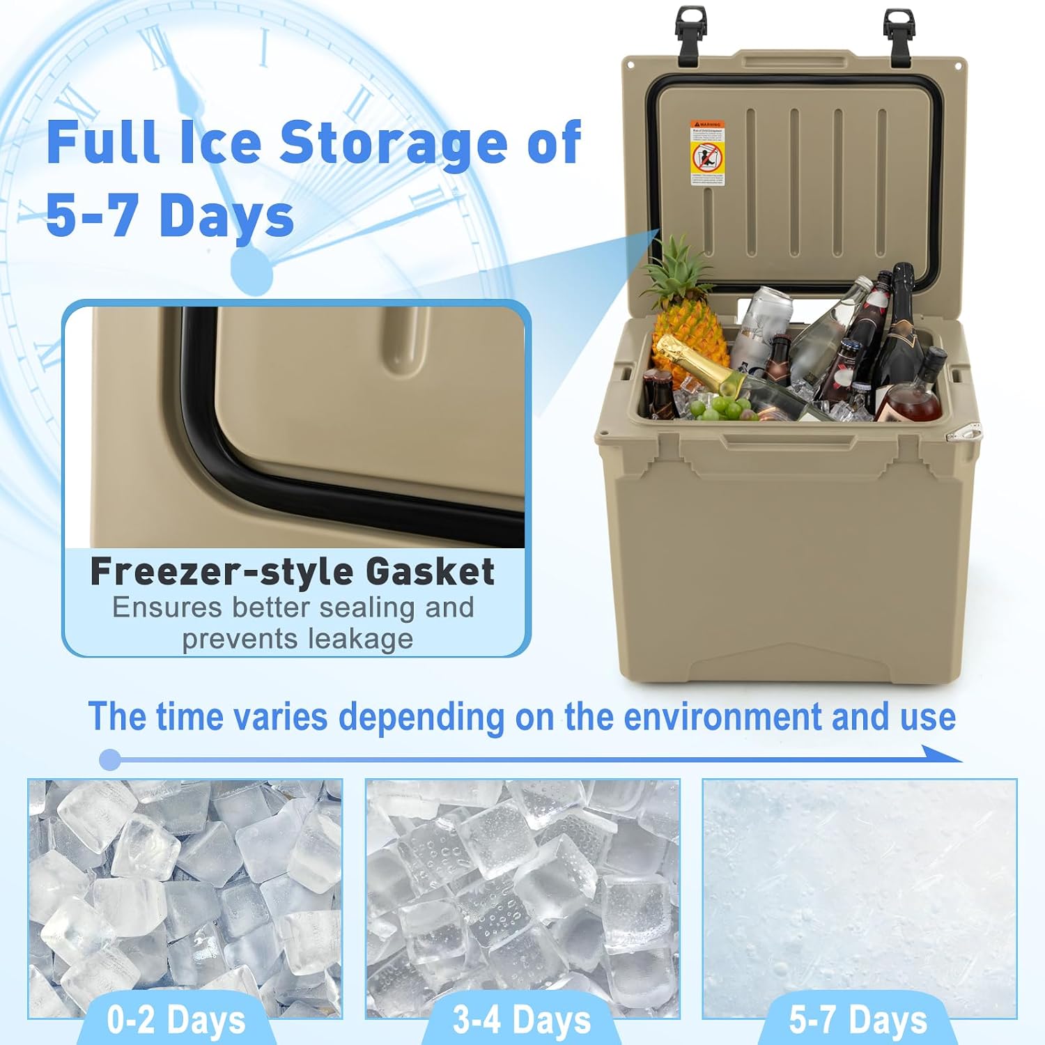 Goplus Cooler with Wheels, Insulated Large Ice Chest with Portable Handles, Cup Holders, Leak-Proof Tight Latches, 5-7-day Ice Retention, Heavy Duty Hard Coolers for Beach Camping Boat