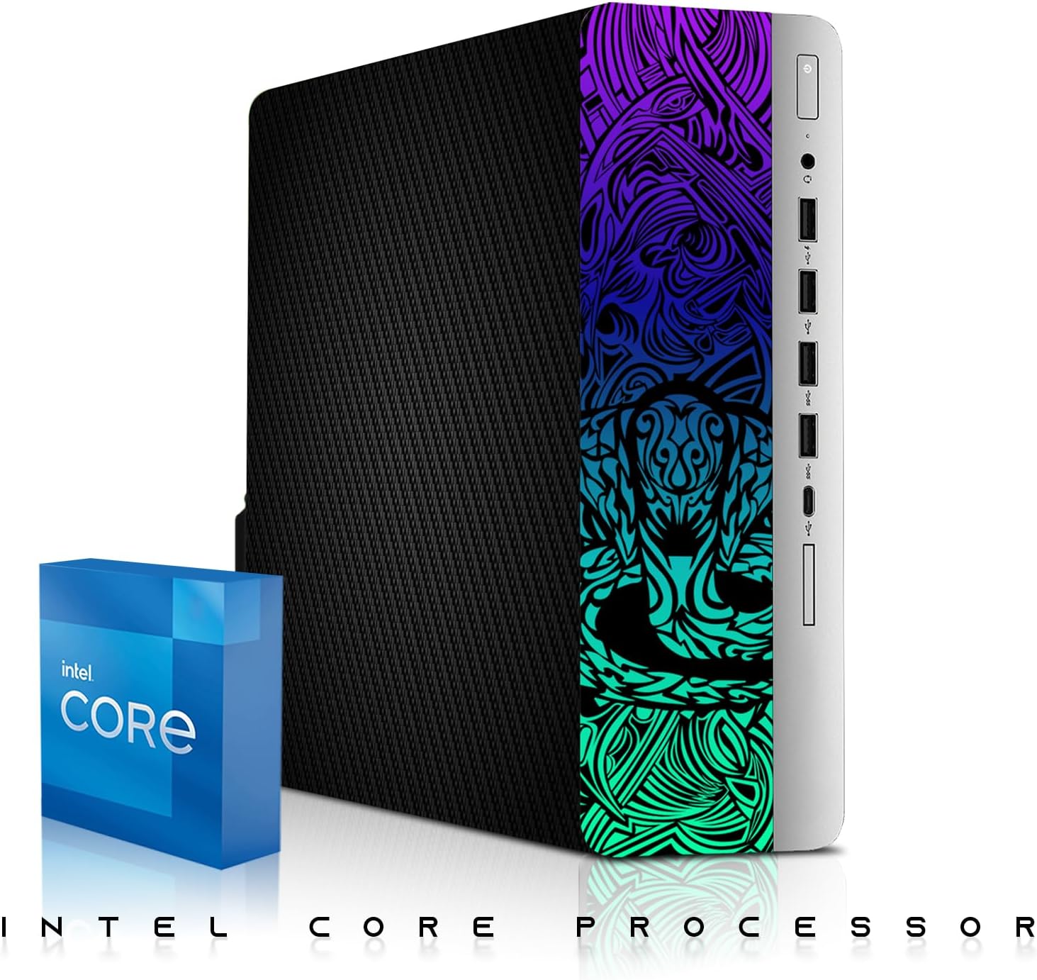 TechMagnet HP Carbon Black Cobra Edition RGB Gaming Desktop PC,Intel Core i7,16GB DDR4 RAM,512GB SSD,GT 1030 Graphics Card,24 Inch Curved Monitor,RGB Kit,Webcam,Windows 11 (Renewed)