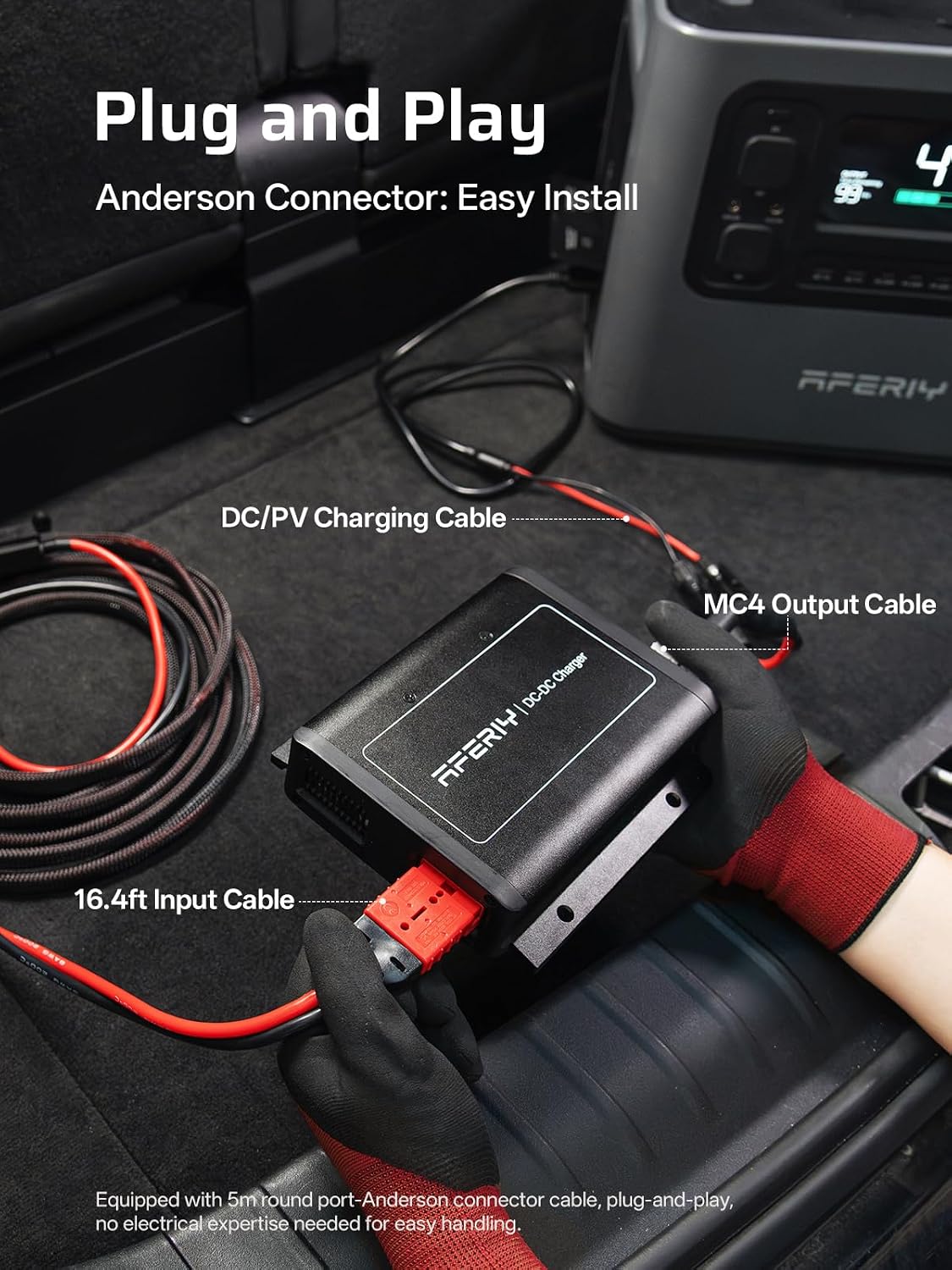 AFERIY DC060 600W Alternator Charger, Fast DC to DC 12V/24V to 48V, 6X Faster Charging for Portable Power Station, Compatible with 95% Solar Generators, for RV, SUV, Camping