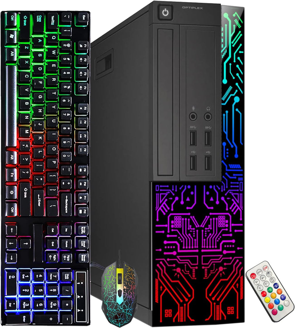 Dell Gaming OptiPlex Desktop RGB Computer PC | Intel Core i7 3.4Ghz | AMD RX 550 4GB GDDR5 | 16GB RAM 512GB SSD | RGB Gaming Keyboard & Mouse WiFi | Windows 11 HDMI (Renewed)