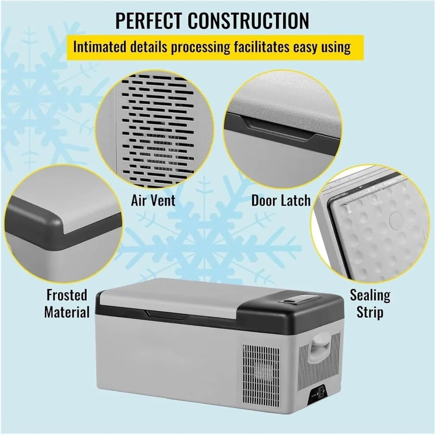 12 Volt Refrigerator 16 Qt, Portable Mini Car Fridge W/ -4℉-68℉ & App Control 12/24V DC & 110-240V AC Electric Compressor Cooler(10QT)