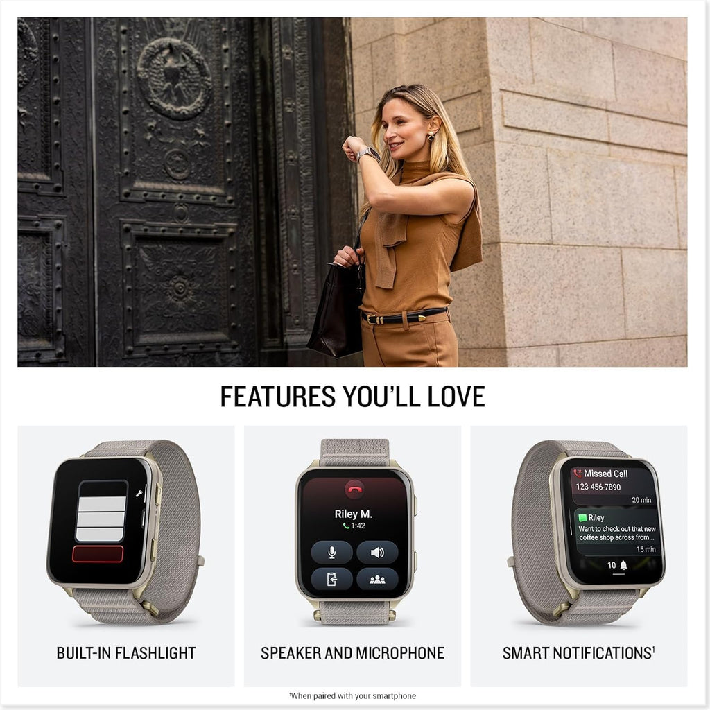 Garmin Venu X1 Thin & Lightweight GPS Smartwatch, Soft Gold | AMOLED Display, Advanced Health and Fitness Features, Sleep Tracking, 100+ Sports Apps | Signature Series Power Bundle