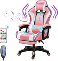 Gaming Chair Massage with Footrest, RGB Gaming Chair with Speakers Video Game Chair with Headrest and Lumbar Support Backrest Adjustable Reclining Gamer Chair