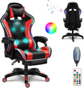 Ergonomic Pro Gaming Chair with Speakers RGB Video Game Chair with Footrest, High Back Massage Computer Chair with Lumbar Support and Headrest Adjustable Height, Gamer Chair for Adult Teens,Red