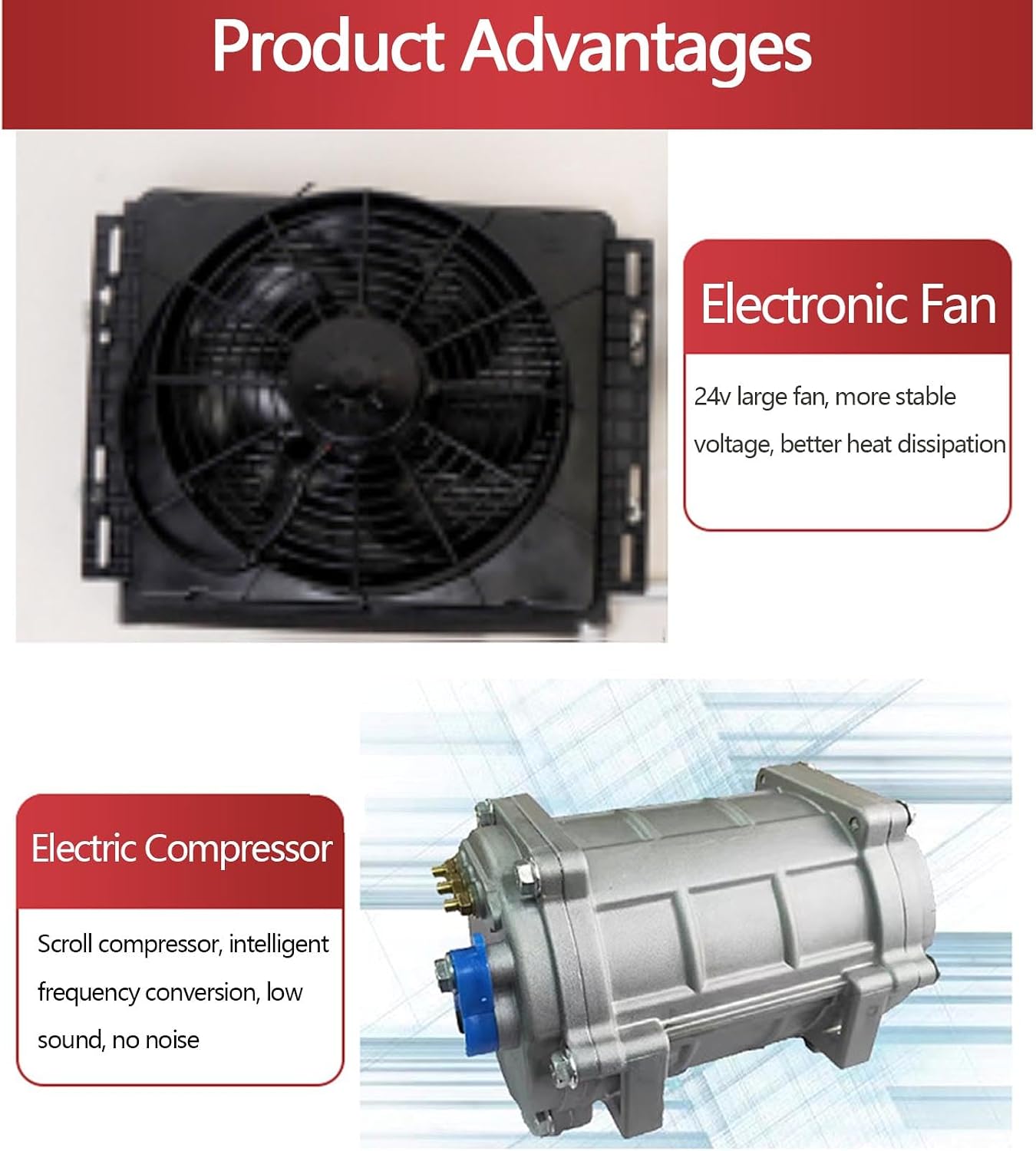 RV Air Conditioner Rv Air Conditioner, 12-72V Electric Roof Air Conditioner, Rooftop A/C Scroll Compressor, Ultra-Thin Fast Cooling Ac, Suitable for Automotive（White-12V）