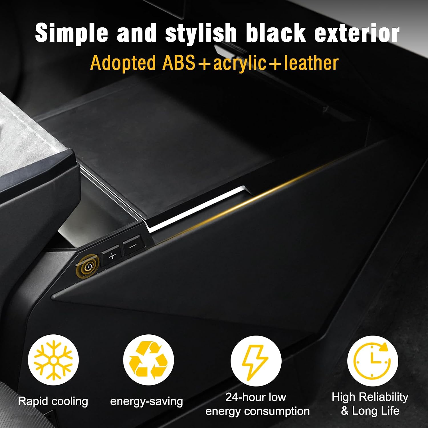 Tlyard Cooler Refrigerator for Tesla Cybertruck, 18L Fridge Floor Center Console Freezer with Rapid Cooling (21°F~68°F) 110V/50W Cyber Truck Accessories for Camping Road Trips