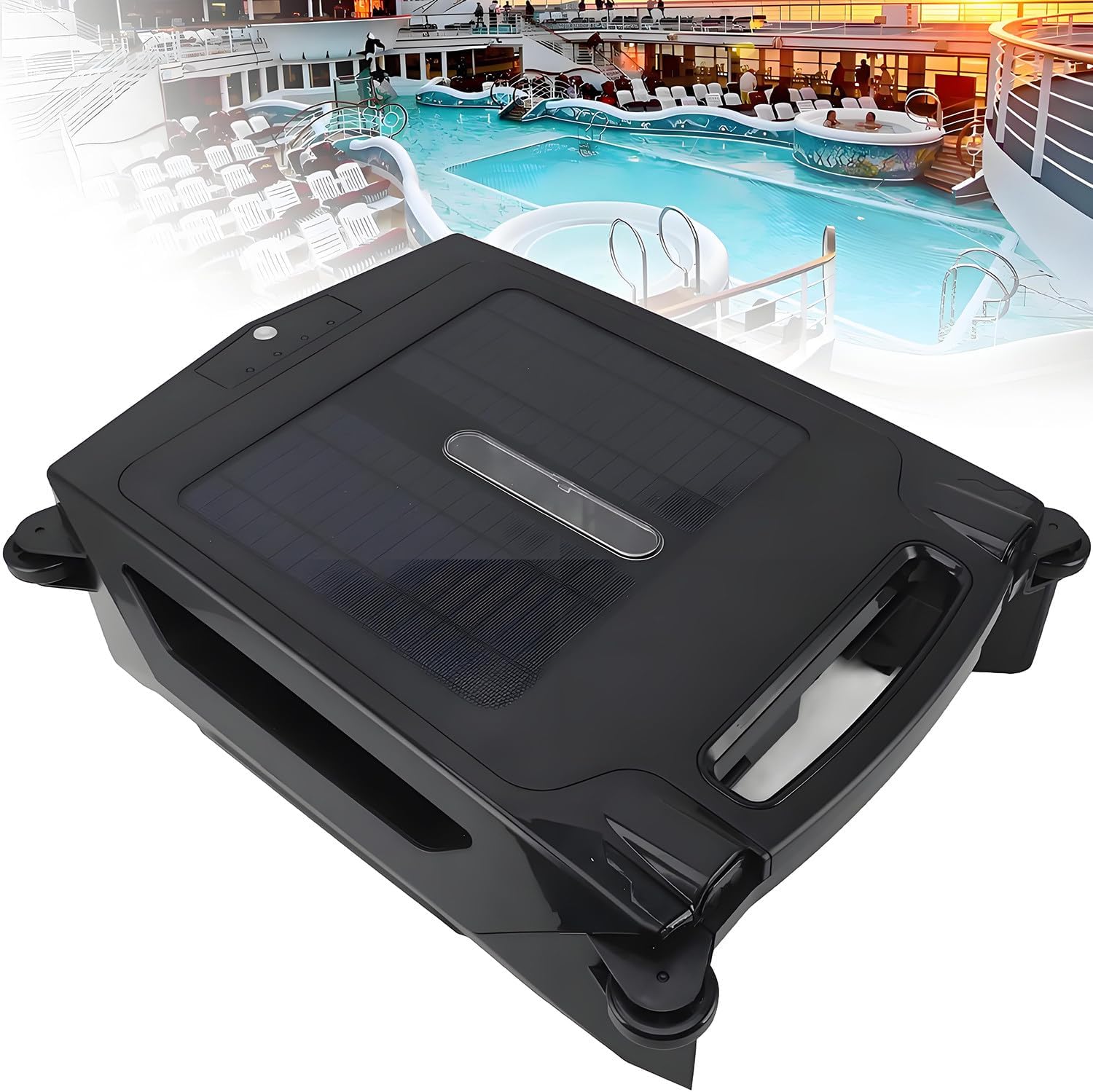 Solar Powered Automatic Robotic Pool Skimmer Cleaner,Solar Pool Cleaner Dual Mode with Obstacle Avoidance Daytime ＆ Overnight Continuous Cleaning for All Swimming Pool