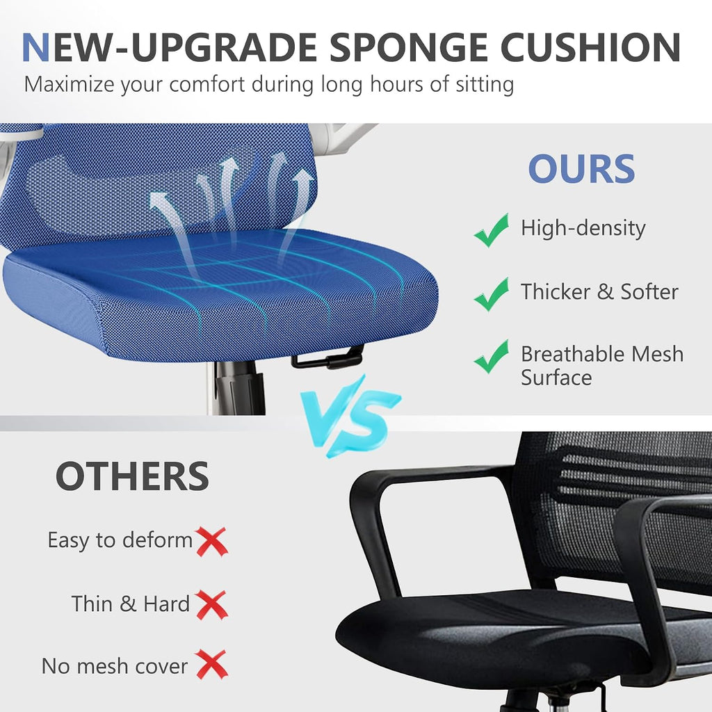 balmstar Ergonomic Office Chair Desk Chair - Mesh Computer Chair with 360° Swivel Wheels, Adjustable 90-130° Recline & Lumbar Support for Home Office, Supports up to 350lbs