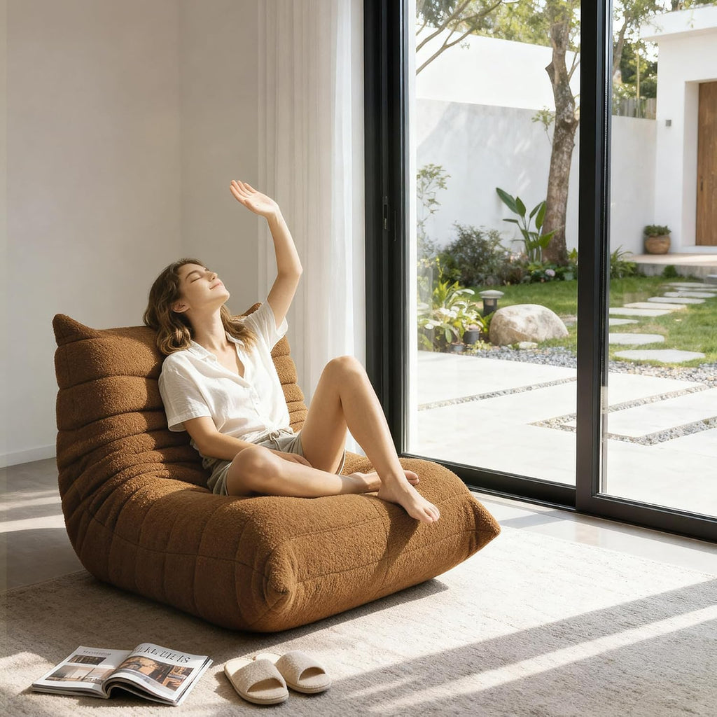Giant Bean Bag Chair for Adults, Comfy Chair for Bedroom, Memory Foam Chair Reading Chairs for Living Room, Lounge Chair Indoorg, Floor Couch with Meditation