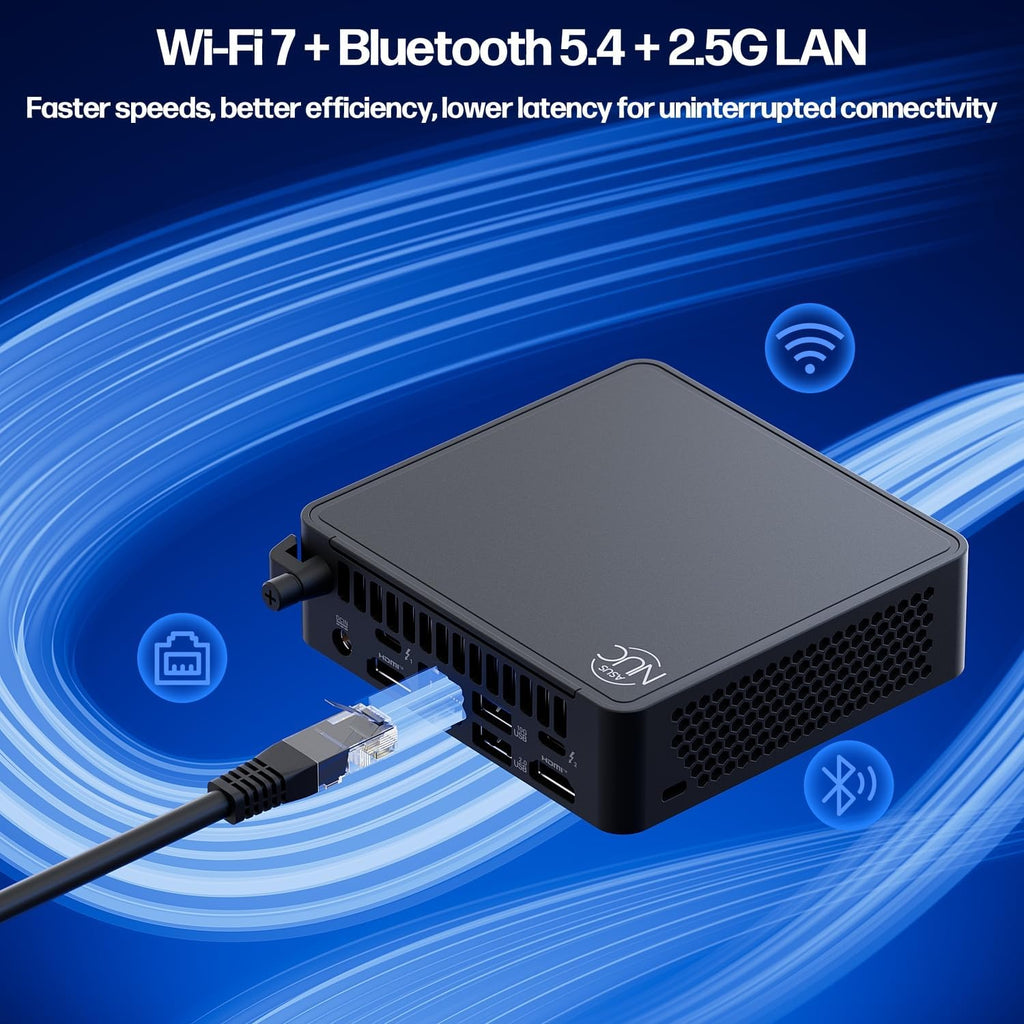 ASUS NUC 15 Pro Mini Computers, Intel Series 2 Core 7 240H(10C/16T, Up to 5.2GHz), 16GB DDR5 RAM, 1TB PCIe SSD, AI Mini PC Win 11 Pro, Intel Graphics, Thunderbolt 4, WiFi 7, BT 5.4, 8K HDR, VESA Mount