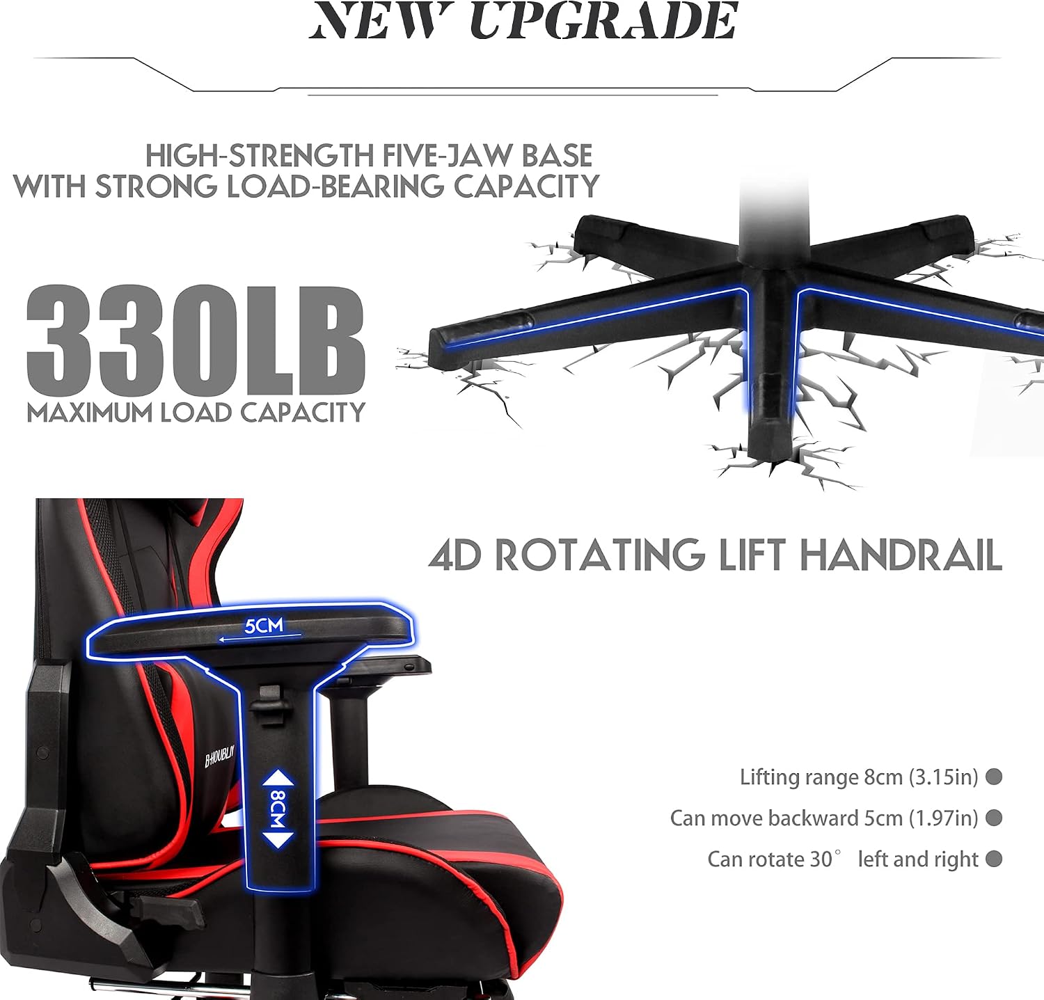 Massage Video Game Chair for Teens, RGB Gaming Chair with Speakers, High Back Adjustable Computer Chair with Footrest, PU Leather Recliner Swivel Rocking Desk Chair Office Chair,Black