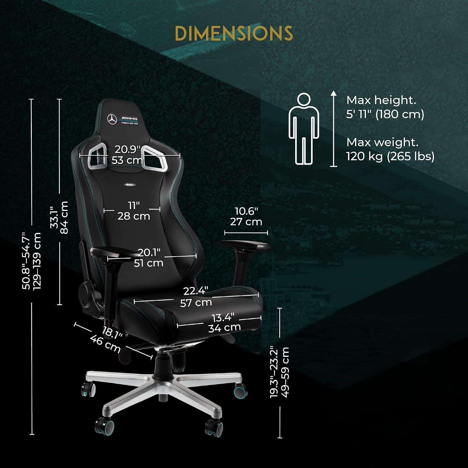 noblechairs Epic Gaming Chair - Mercedes-AMG Petronas F1 Team Edition