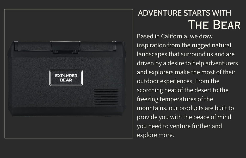 Explorer Bear 12 Volt Refrigerator 12V Car Fridge 12/24V DC 110-240V AC Portable Freezer Compressor Cooler 0℉-50℉ 3-Year Warranty for Truck Van RV SUV Boat Trailer Travel Road Trips Camping…