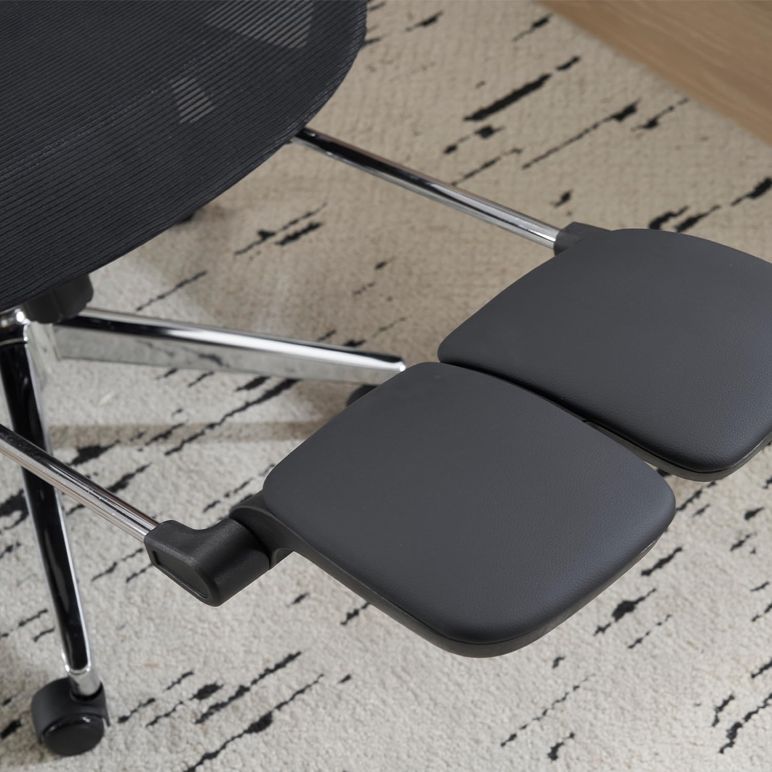Ergonomic Office Chair with Footrest, High Back Mesh Computer Chair with Lumbar Support, 5-Level Backrest Height, 6D Flip-Up Arms for Home & Gaming Desk (Black Mesh One-piece Lumbar Support)