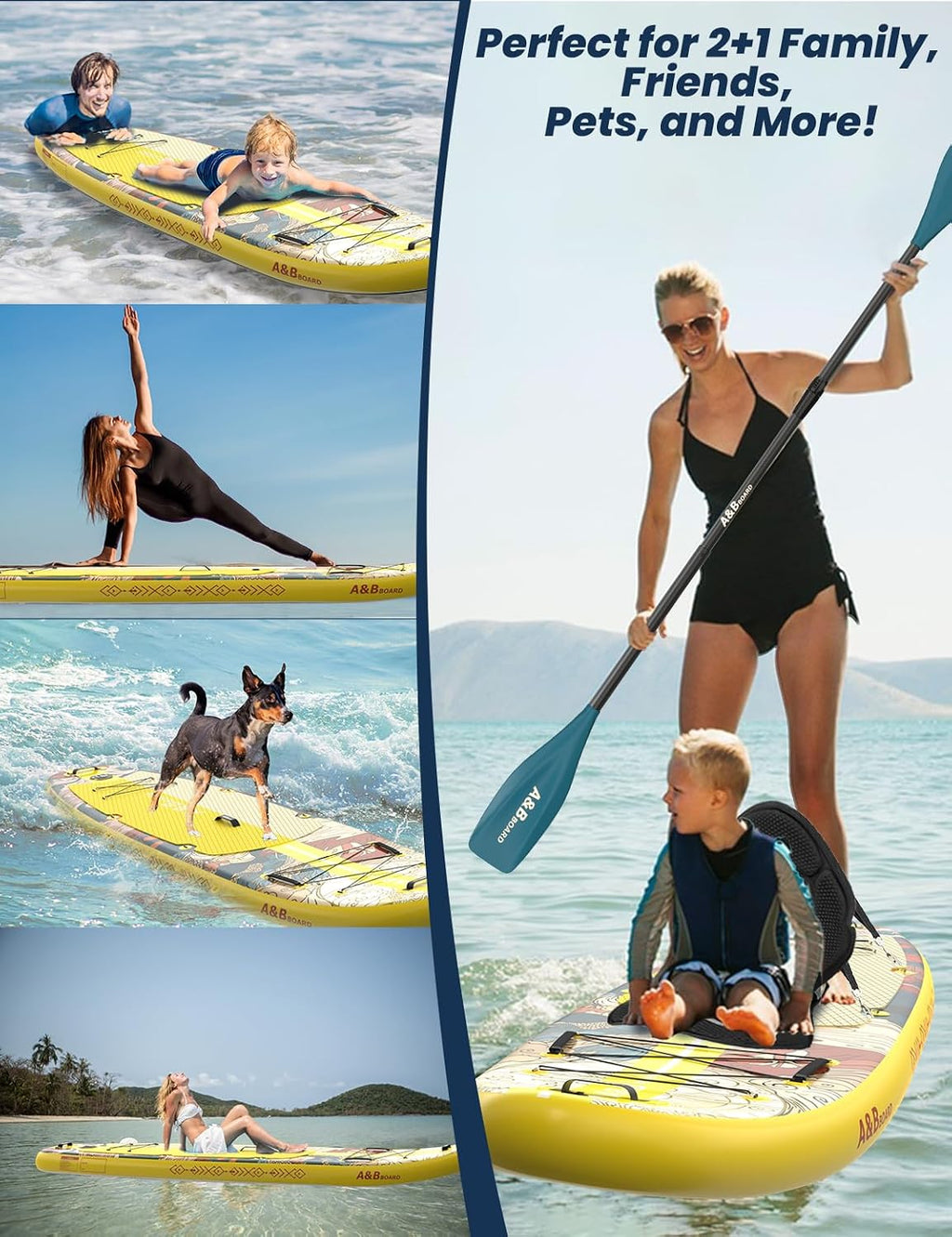 ABBOARD Inflatable Stand Up Paddle Board - Extra Wide Fishing Paddleboard with Sup Accessories Youth/Adults