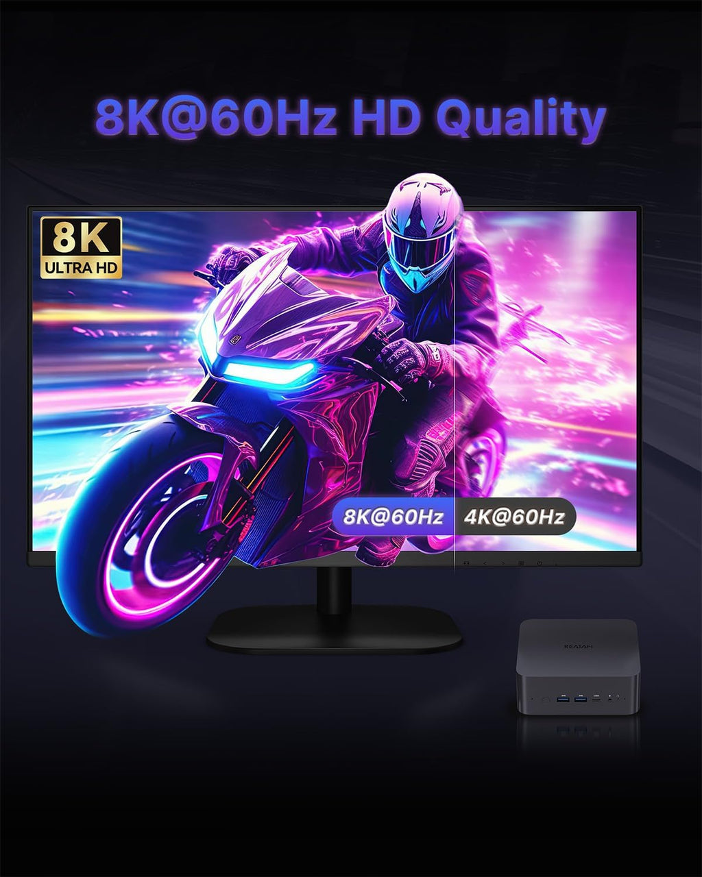Reatan X7 AI Oculink Gaming Mini PC AMD Ryzen 7 255(Upgraded 8745HS), Barebone Mini PC(NO OS/RAM/SSD), Desktop Mini Computers Radeon 780M Graphics, 2.5G LAN/HDMI 2.1/2 * 8K USB 4.0/Wi-Fi 7/BT5.4