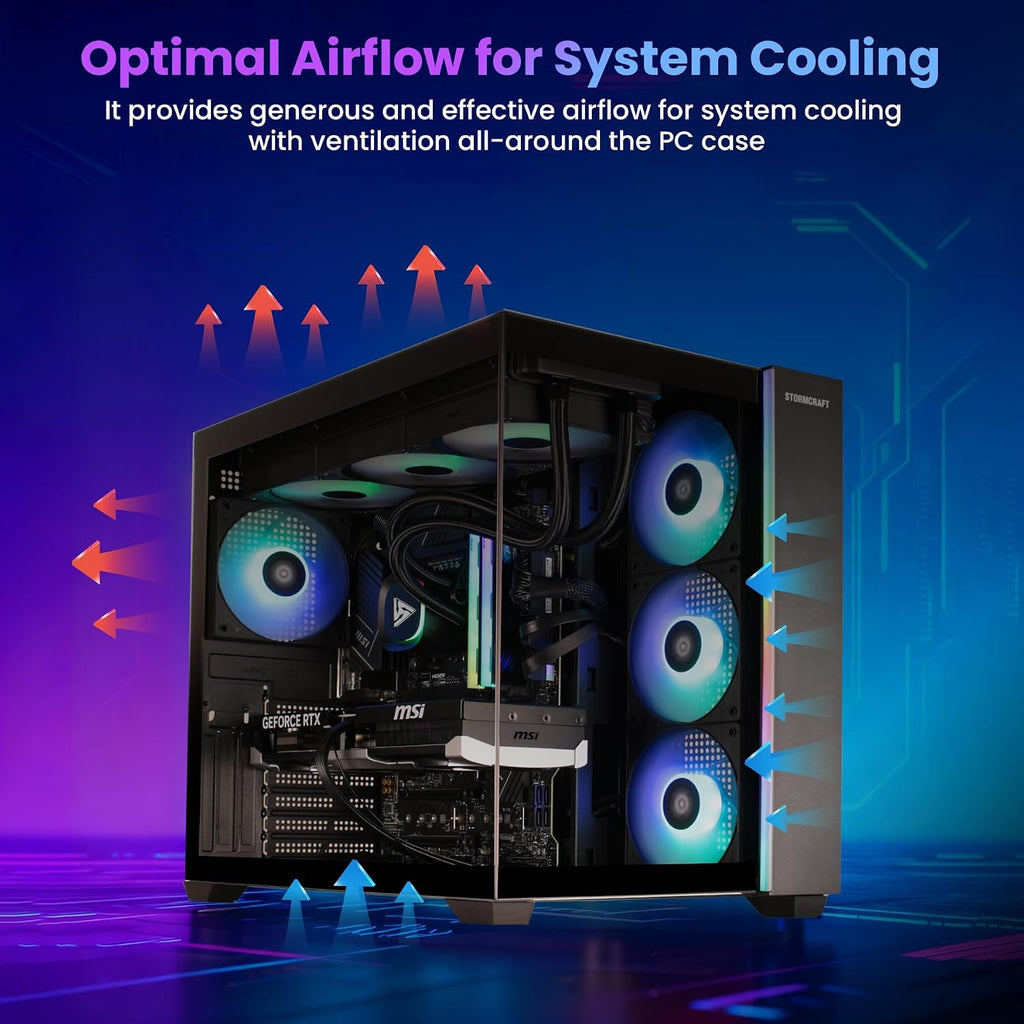 STORMCRAFT Falcon Gaming PC - AMD Ryzen 7 7800X3D up to 5.0GHz | RTX 5070 12GB GDDR7 | 32GB DDR5 RGB 6000MHz| 1TB NVMe Gen4 SSD | B850 Chipset | 360mm AIO | 850W Gold PSU | Win 11 Home