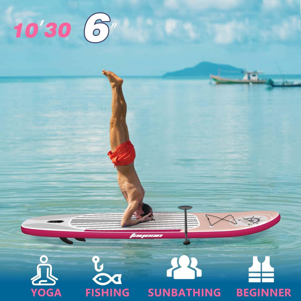 Inflatable Stand Up Paddle Board Non-Slip Deck, 11'×33'×6' Complete SUP Accessories for All Skill Levels, Wide Seat & Safety Leash, 3 Fins, Adjustable Paddle, Pump & Carrying Backpack