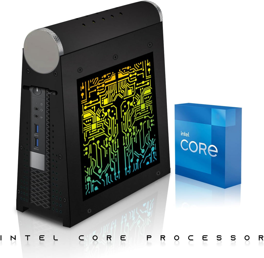 CyberCube Mini PC Bundle, Intel Core i5, 16GB RAM ARGB, 256GB SSD, 32 Inch Curved Monitor, RGB Kit, Webcam, Windows 11 (Renewed)