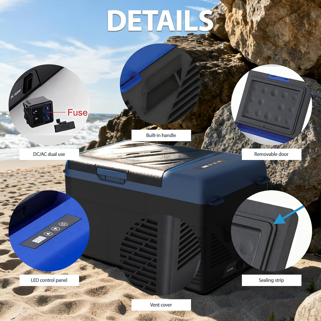 KI19 12 Volt Refrigerator,Portable Freezer,21 Quart(19L) Car Cooler,12V Car Fridge,12/24V DC 100-240V AC for Camping, Travel, Truck, RV, Boat -4℉~68℉