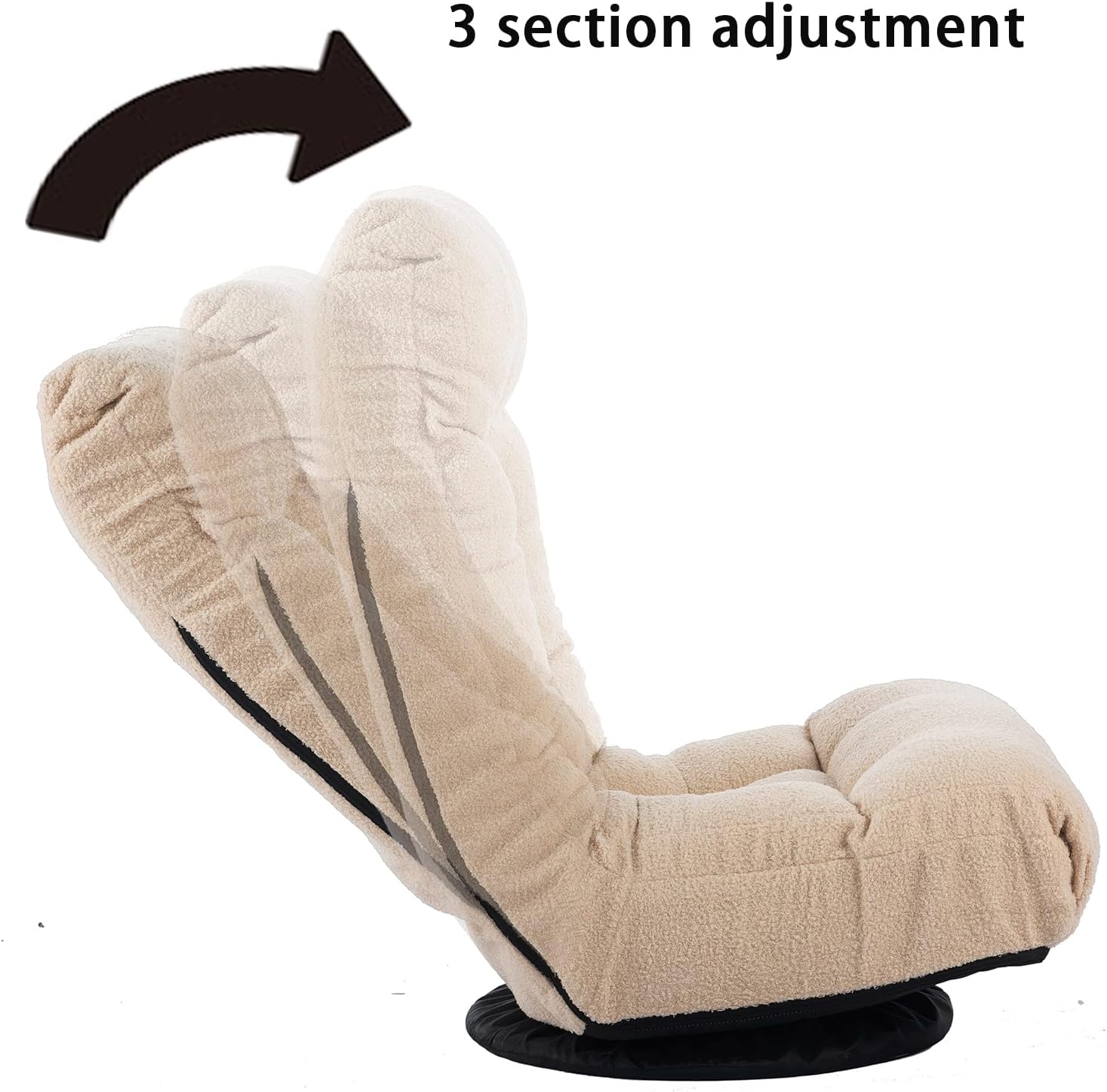 Yoglad Japanese Style Chaise Lounge Sofa Chair Floor Lazy Sofa for Reading Game Meditating, 3 Adjustable Positions with Comfortable Backrest (White, Ottoman)