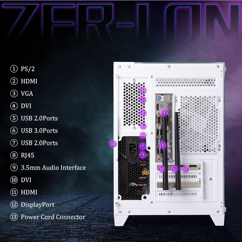 ZER-LON Gaming PC Desktop Computer, Intel Core I7 up to 3.9GHz, GTX 1050Ti 4G GDDR5, 16G RAM, 512GB SSD, WiFi 5.0, Prebuilt Gaming PC Tower Computer with 5 RGB Fan