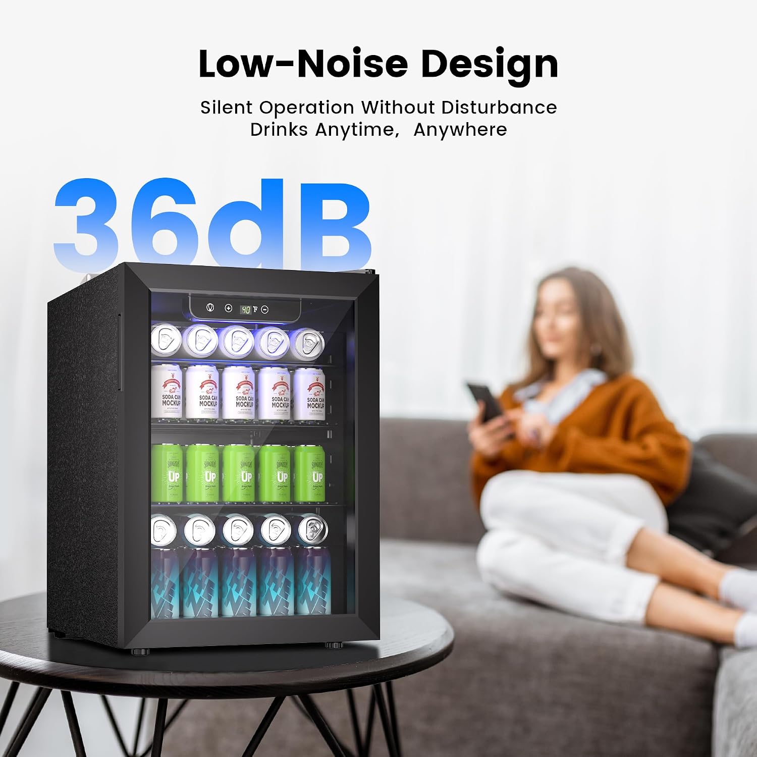 Feelfunn Wine Cooler, 26 Bottle 95 Can Mini Wine Fridge with Clear Glass Door for Beer Soda Water Drink, Small Wine Cellar Beverage Refrigerator for Bedroom Office Home Bar Dorm, 2.6 Cu.Ft