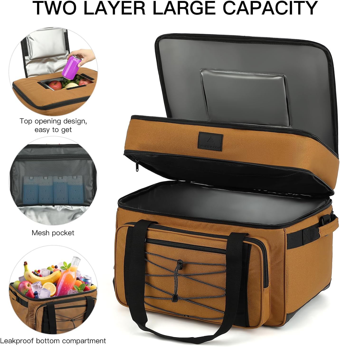 Extra Large Wheeled Portable Cooler Bag 85 Cans Double Deck Heavy Duty Rolling Insulated Cooler with All-Terrain Wheels Leakproof Tactical Soft Sided Cooler for Beach Camping Picnic Travel