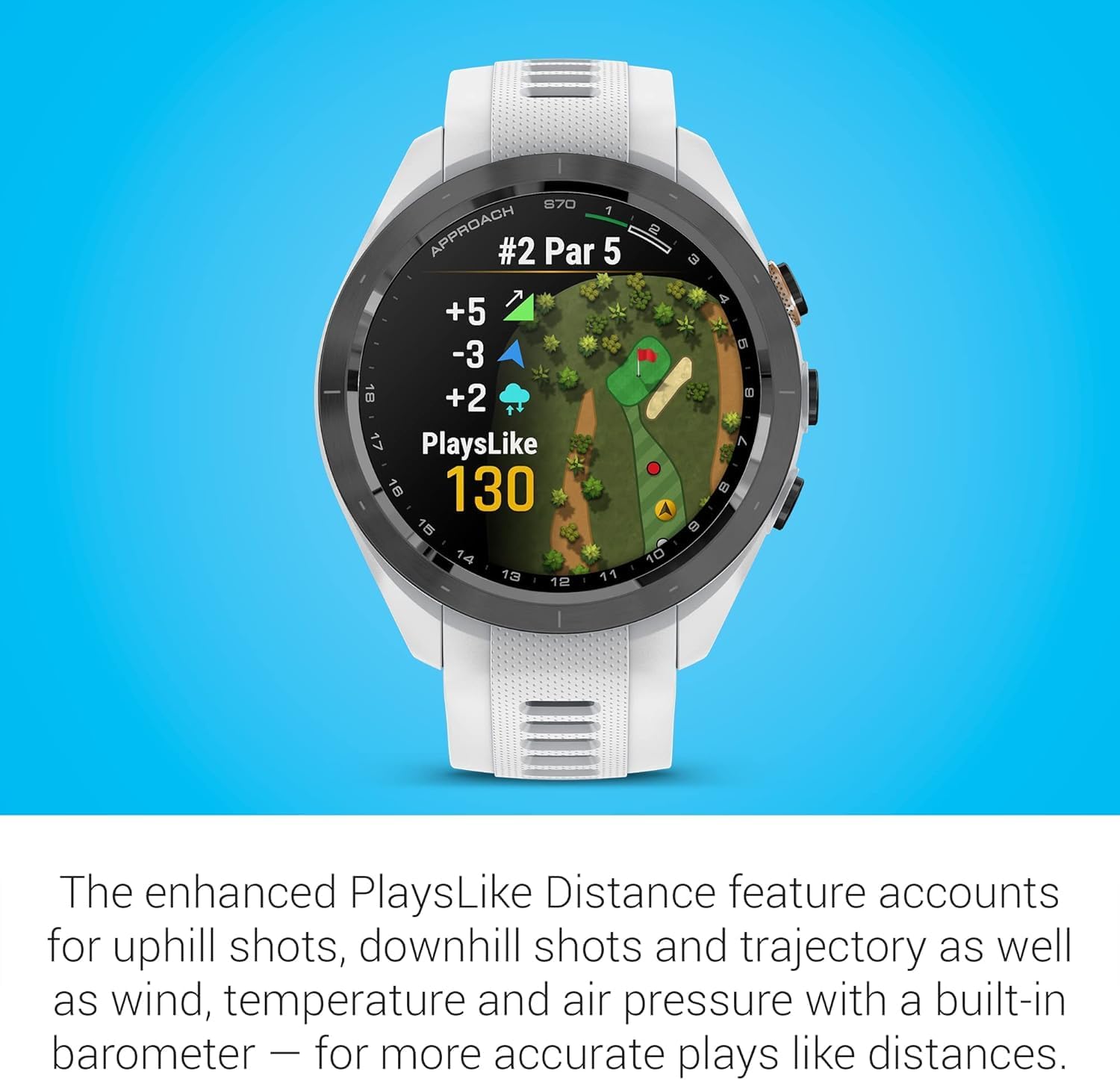 Garmin Approach S70 (White, 42mm) Golf GPS Watch Bundle - AMOLED Display, Virtual Caddie & PlaysLike Distance - Includes PlayBetter 5000mAH Portable Charger & Screen Protectors