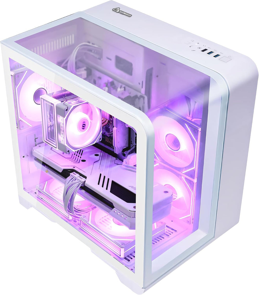 Curved Pannel Gaming PC - AMD Ryzen 7 7800X3D 8-Core 4.2 GHz - GeForce RTX 5060 8GB -32GB DDR5 6000MHZ RAM - 1TB PCIe SSD - WiFi &Bluetooth - RGB Fans-Windows 11, Desktop Computer-White